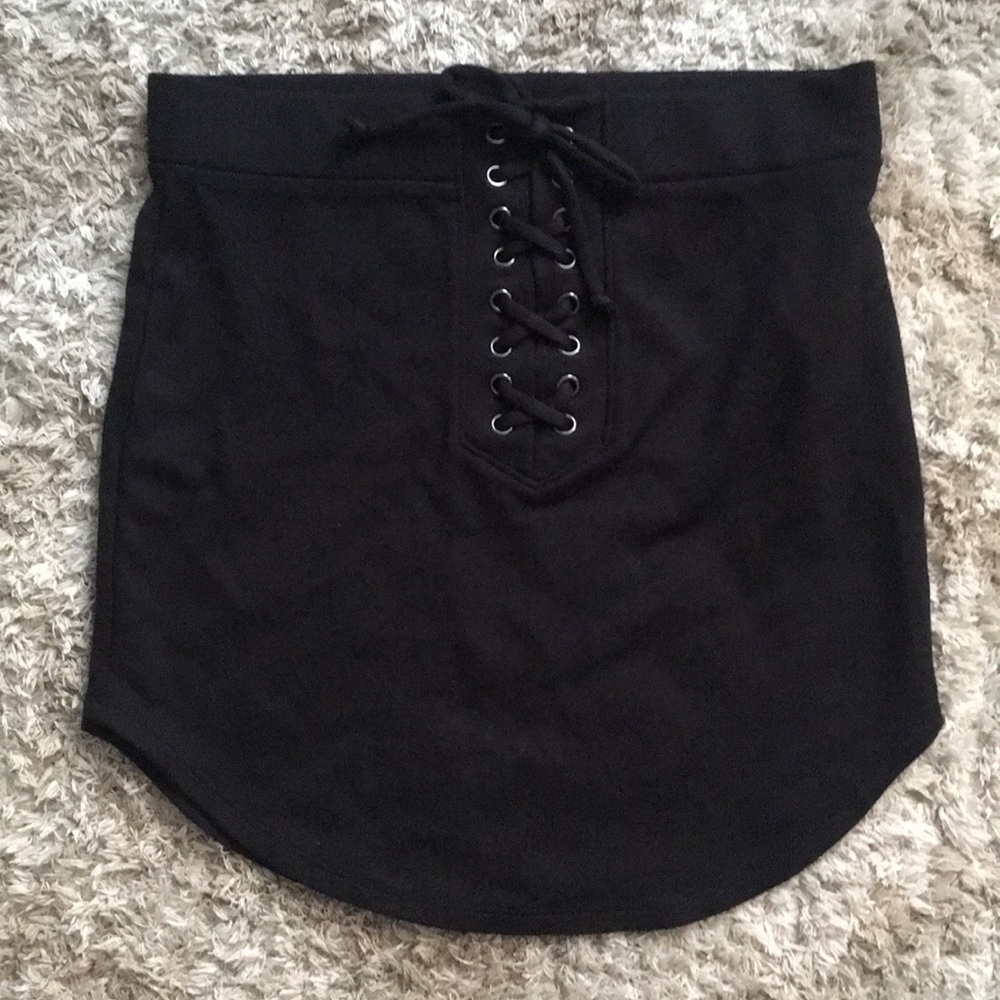 Black lace up skirt